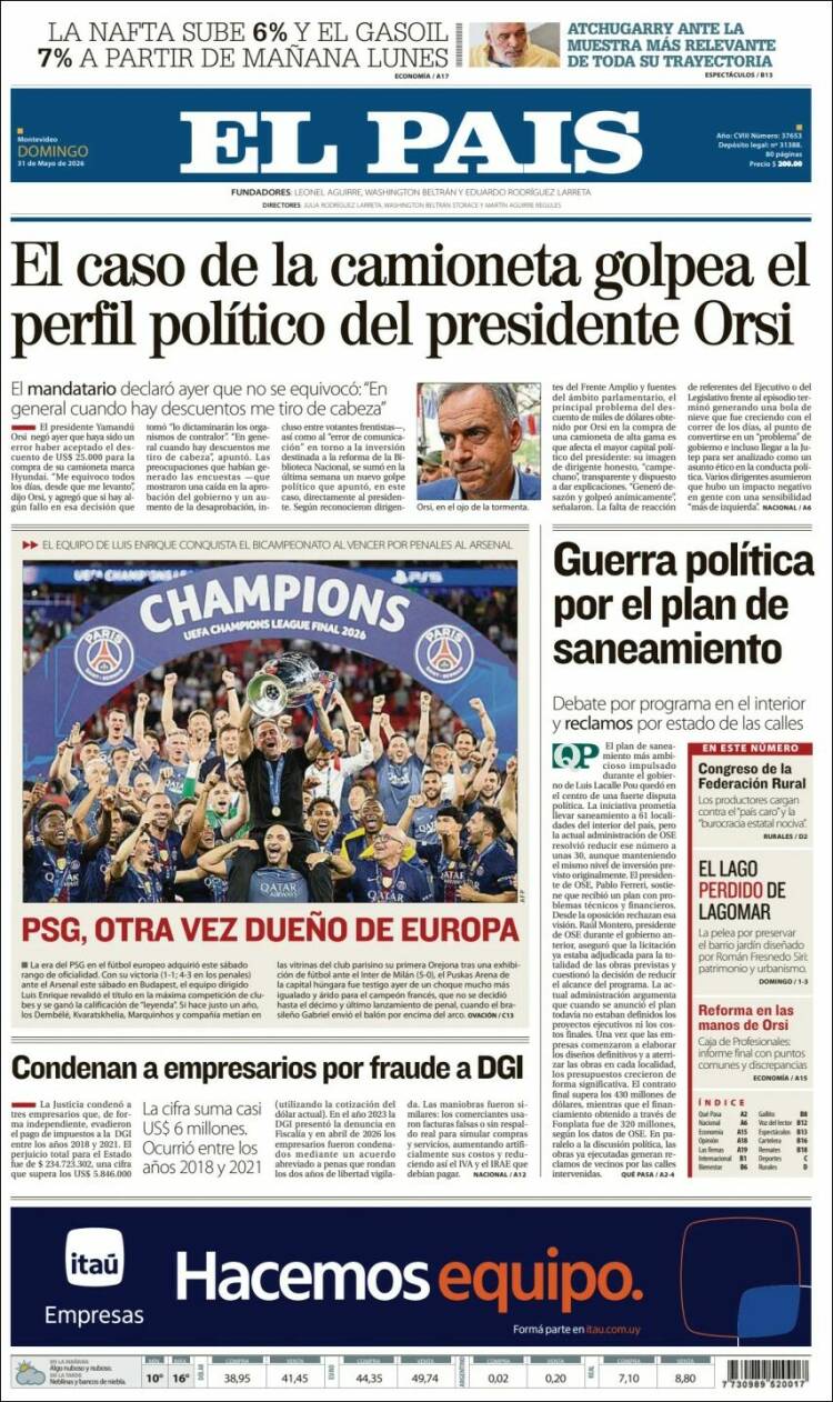 Portada de El País (Uruguay)