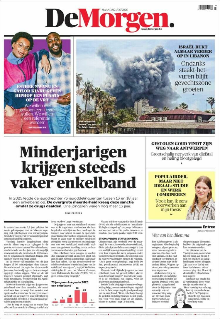 Portada de De Morgen (B&eacute;lgica)