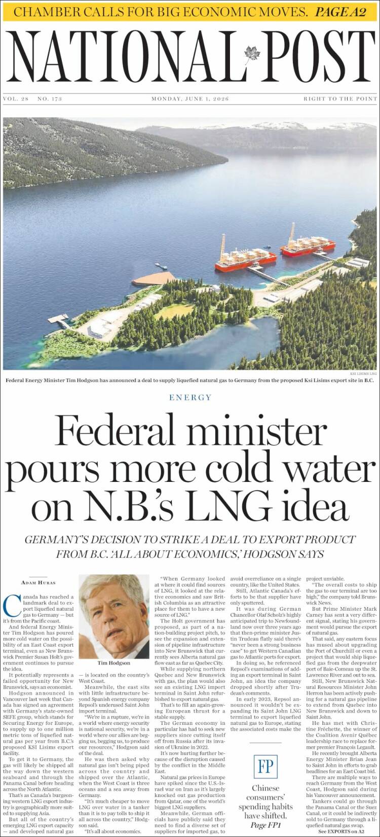 Portada de The National Post (Canad&aacute;)