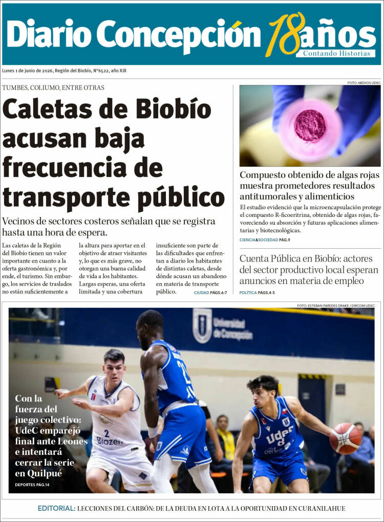 Portada de Diario de Concepción (Chile)