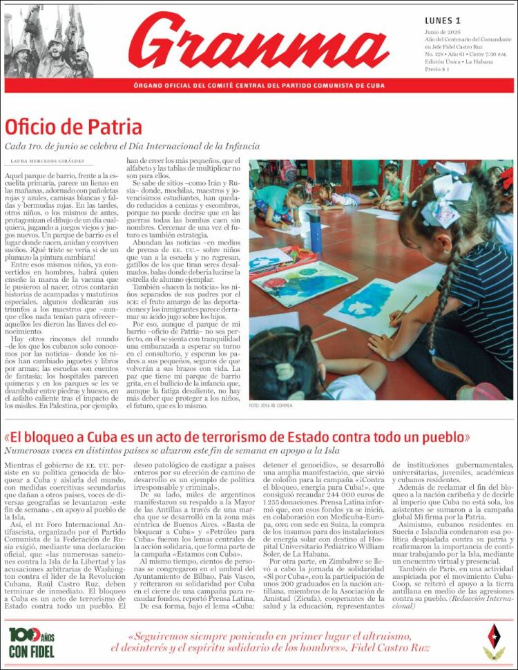 Portada de Granma (Cuba)