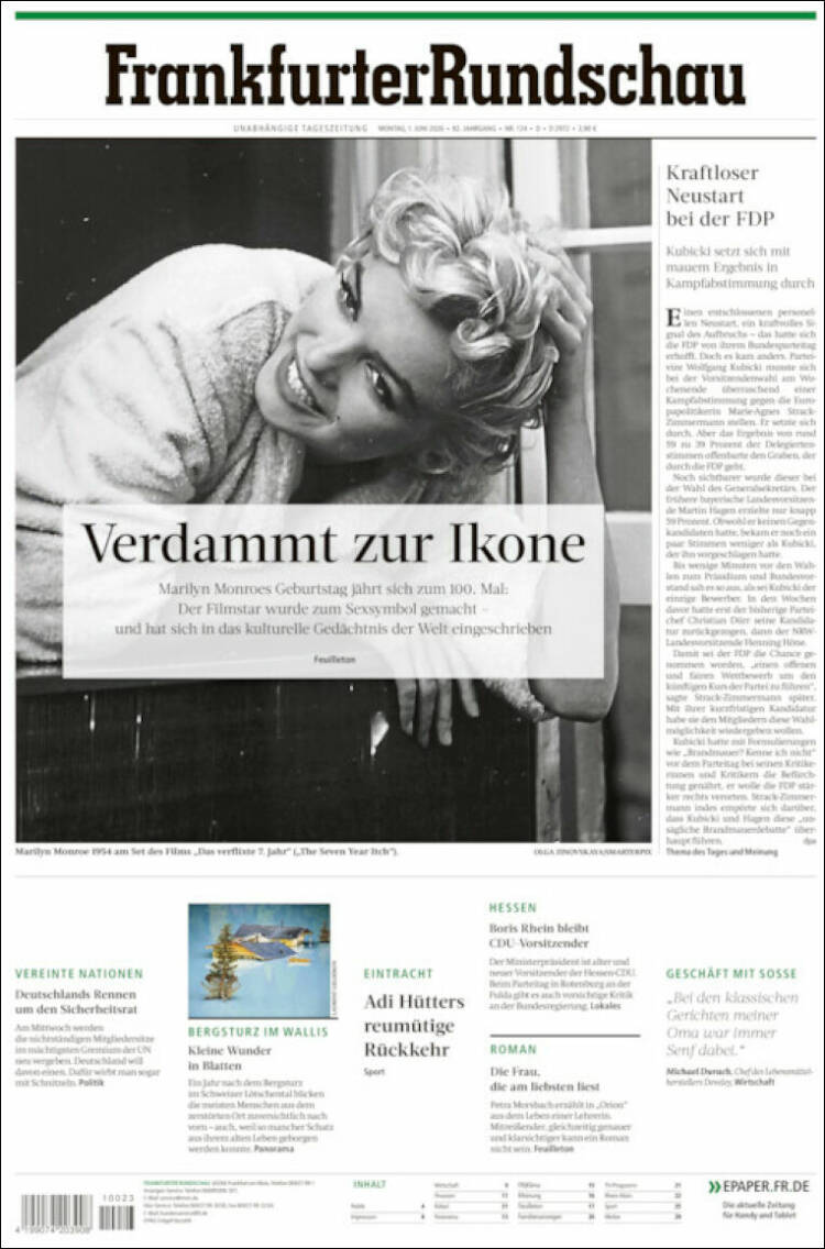 Portada de Frankfurter Rundschau (Alemania)