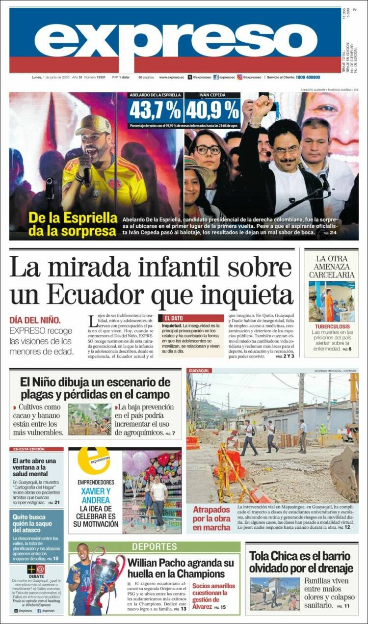 Portada de Expreso (Ecuador)