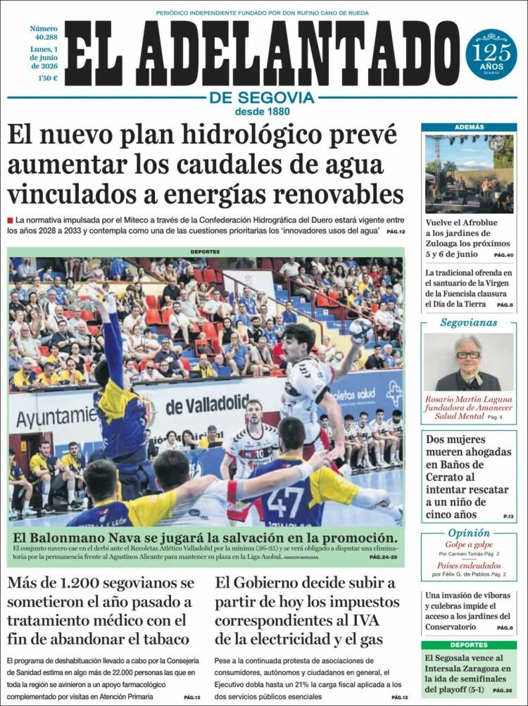 Portada de El Adelantado de Segovia (Espa&ntilde;a)