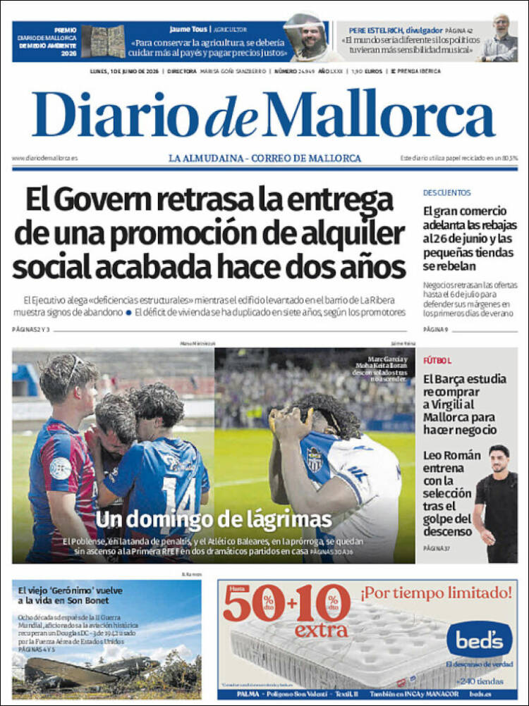 Portada de Diario de Mallorca (Espa&ntilde;a)