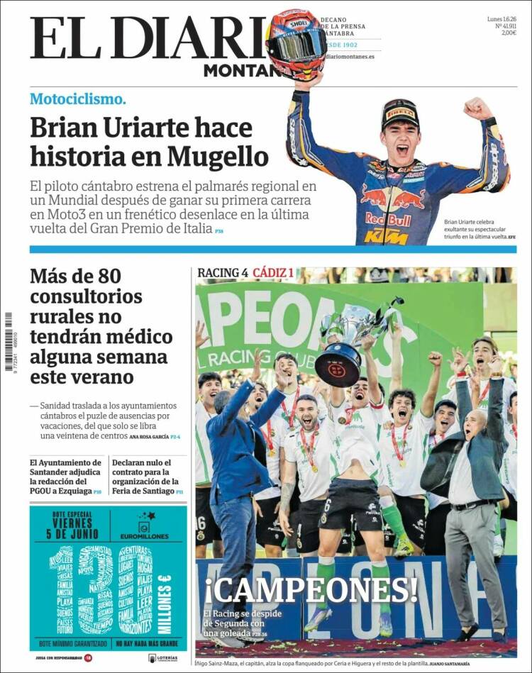 Portada de El Diario Montañés (Espa&ntilde;a)