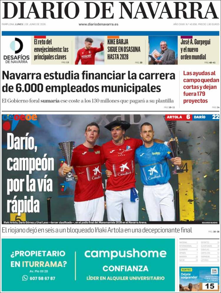 Portada de Diario de Navarra (Espa&ntilde;a)
