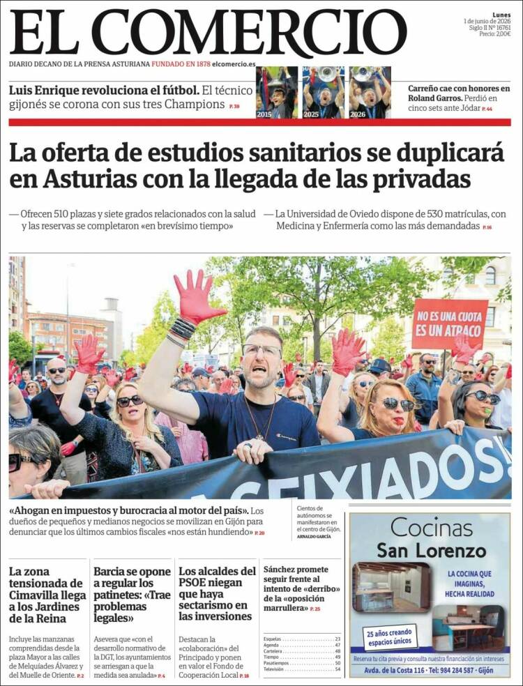 Portada de El Comercio - Gijón (Espa&ntilde;a)