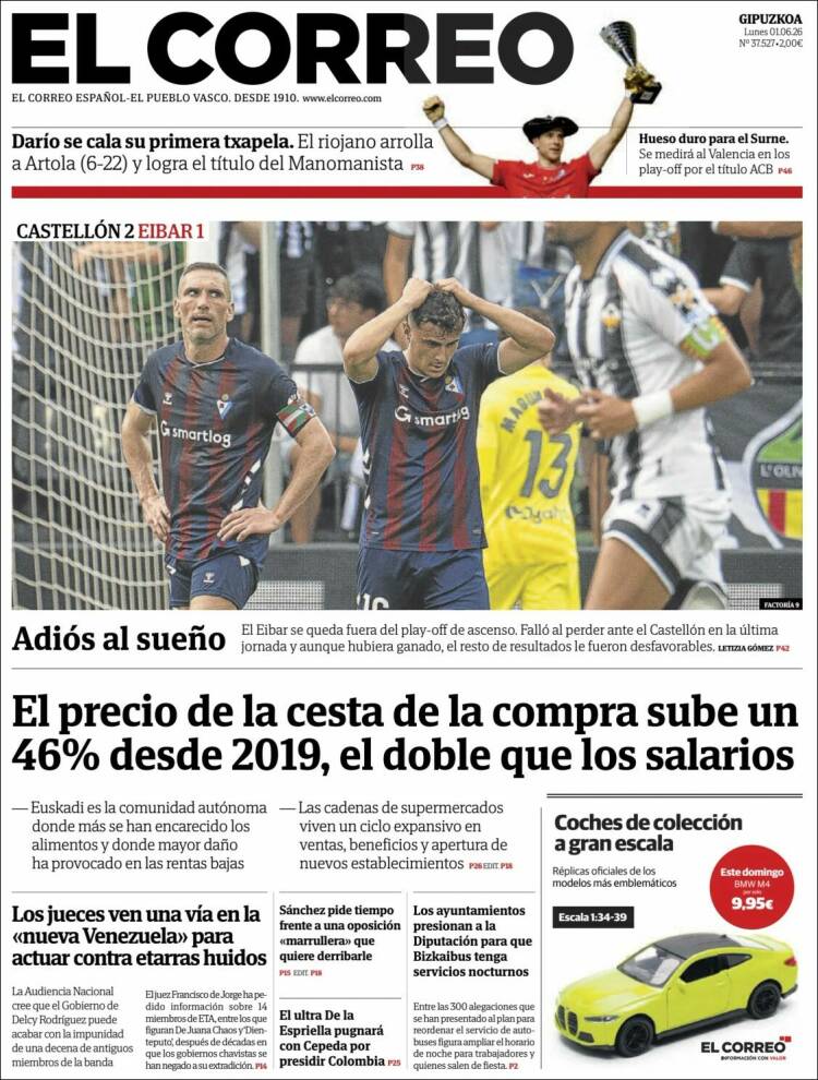 Portada de El Correo - Guipuzcoa (Espa&ntilde;a)