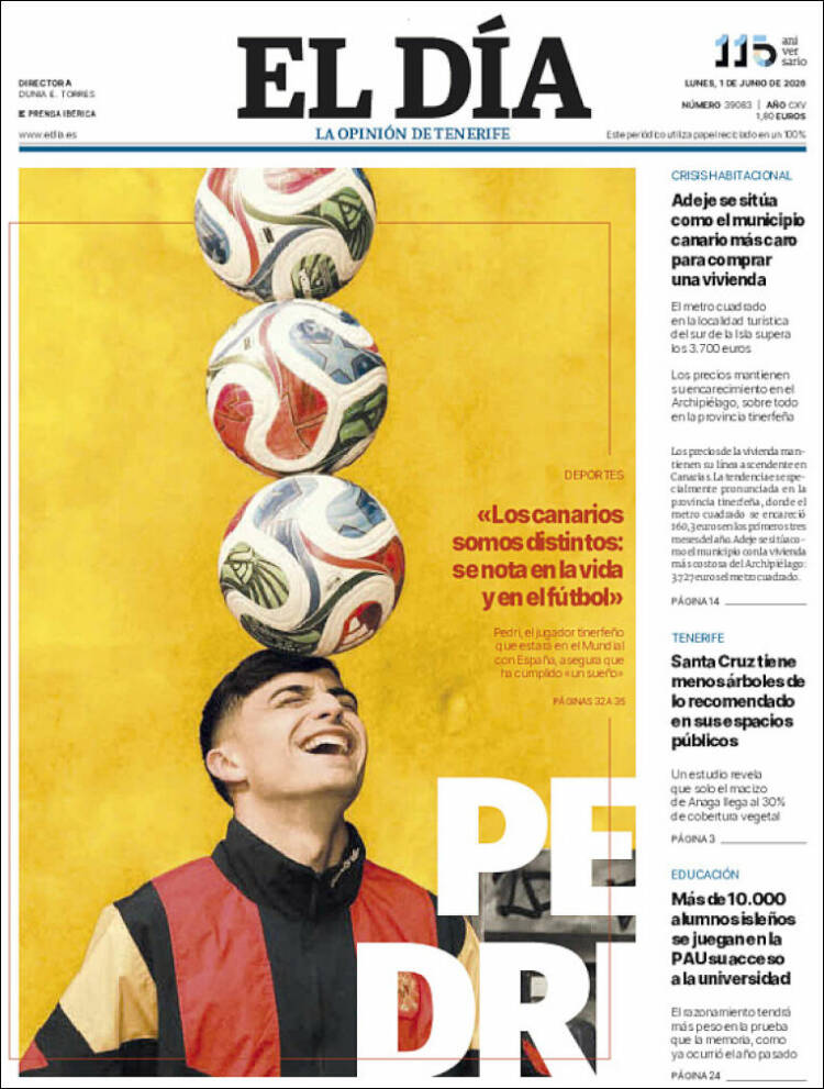 Portada de El Día (Espa&ntilde;a)
