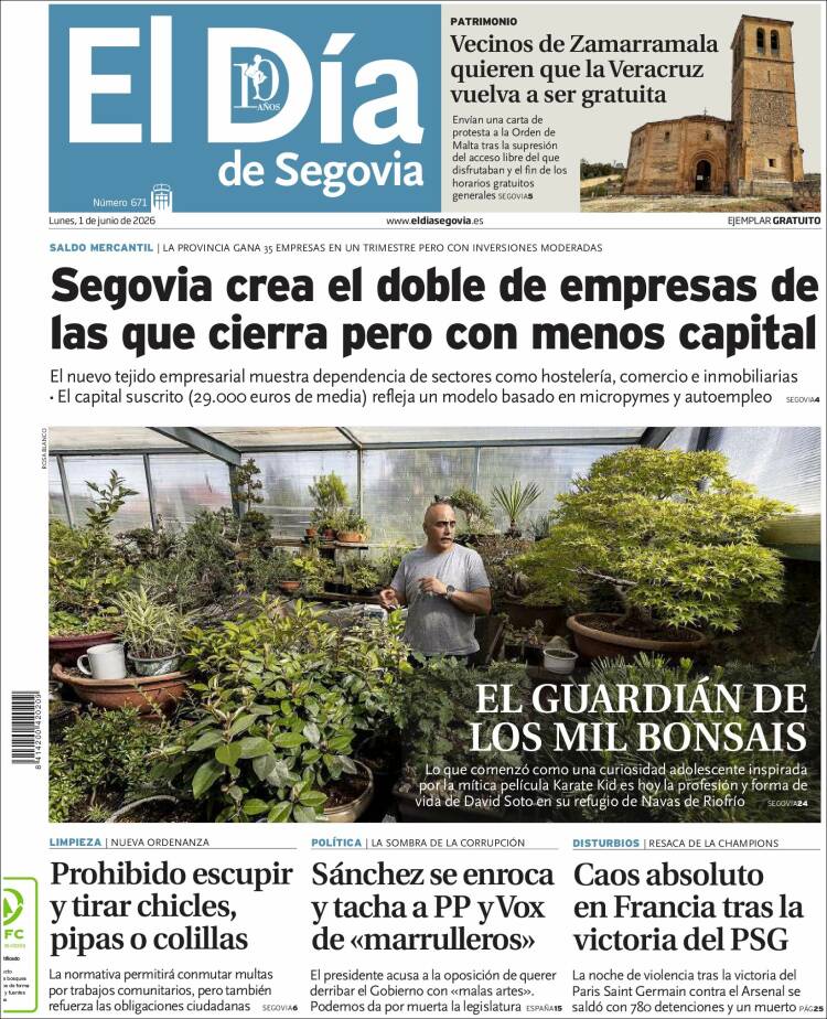 Portada de El Día de Segovia (Espa&ntilde;a)