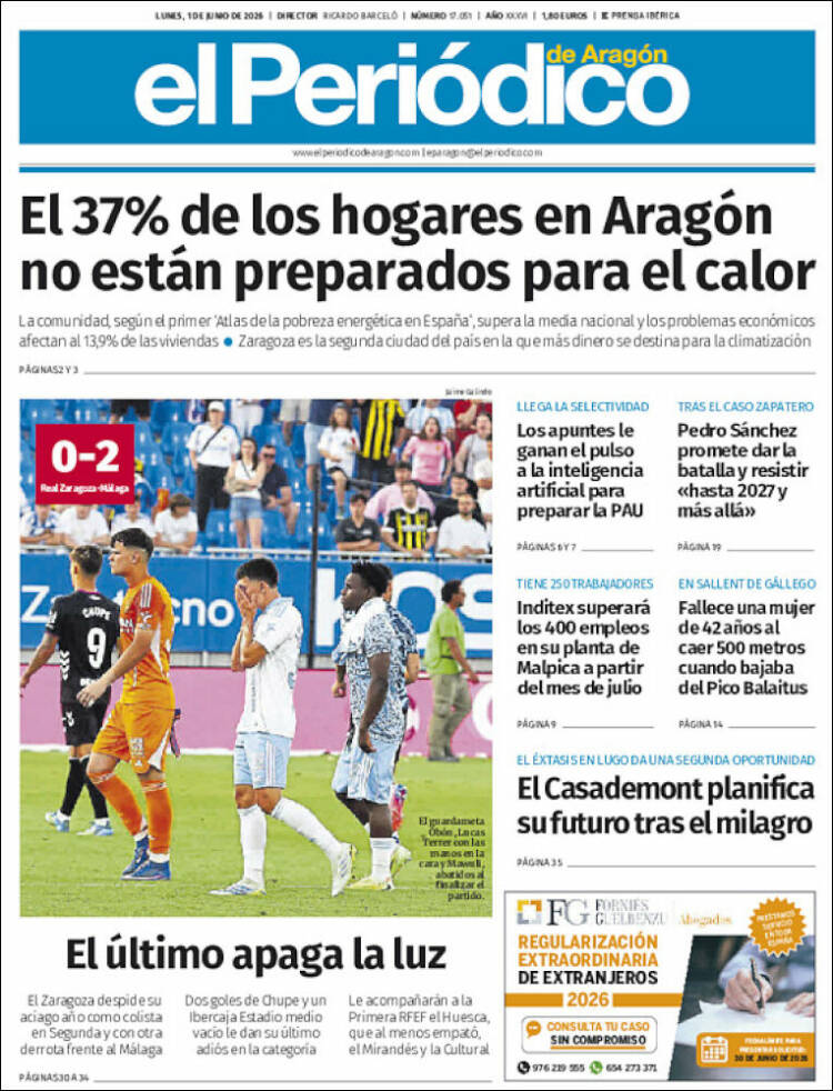 Portada de El Periódico de Aragón (Espa&ntilde;a)
