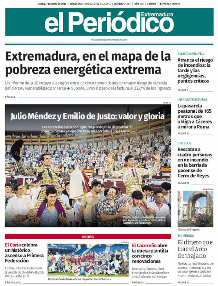 Portada de El Periódico de Extremadura (Espa&ntilde;a)