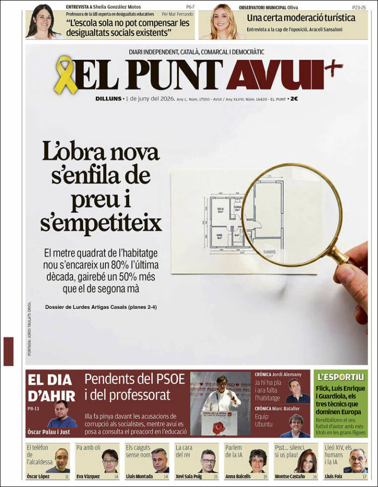 Portada de El Punt Avui (Espa&ntilde;a)