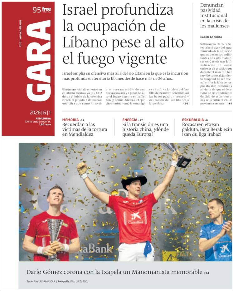 Portada de Gara (Espa&ntilde;a)