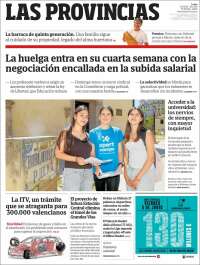 Portada de Las Provincias (Espa&ntilde;a)