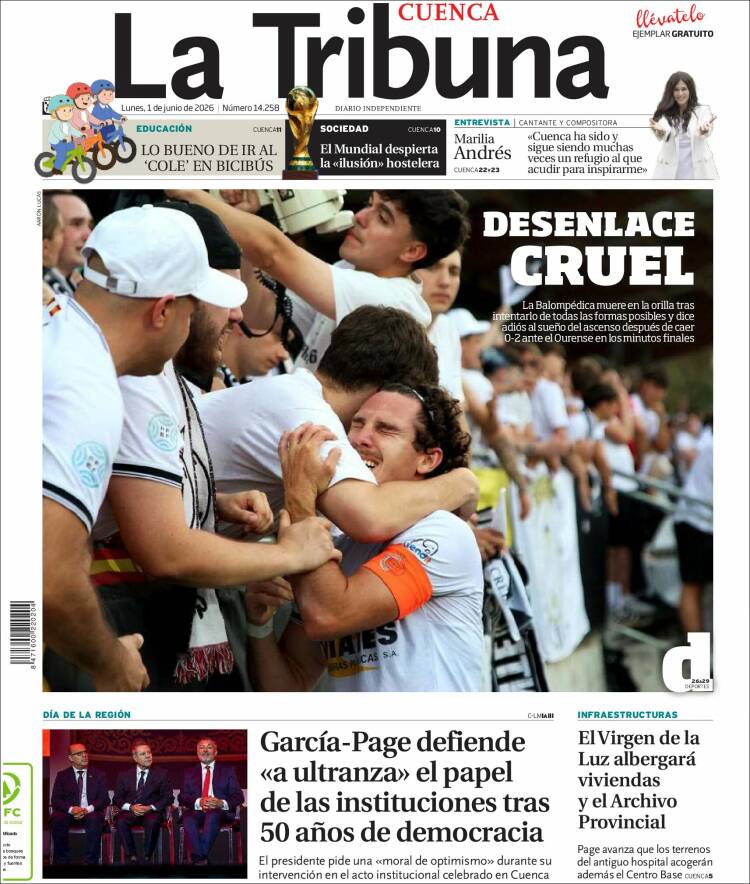 Portada de La Tribuna de Cuenca (Espa&ntilde;a)