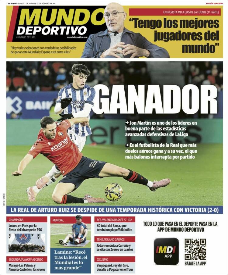 Portada de Mundo Deportivo Gipuzkoa (Espa&ntilde;a)