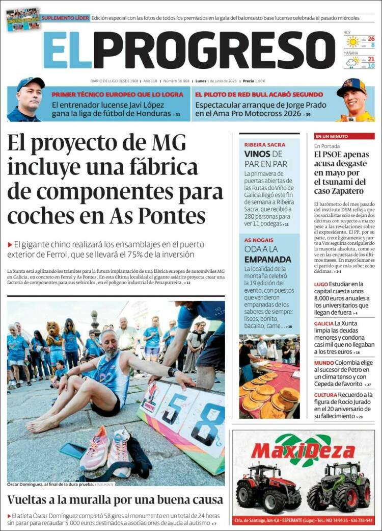 Portada de El Progreso (Espa&ntilde;a)