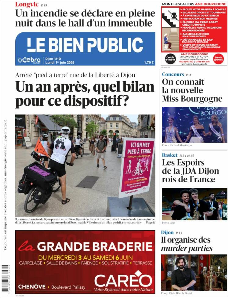 Portada de Le Bien Public (Francia)