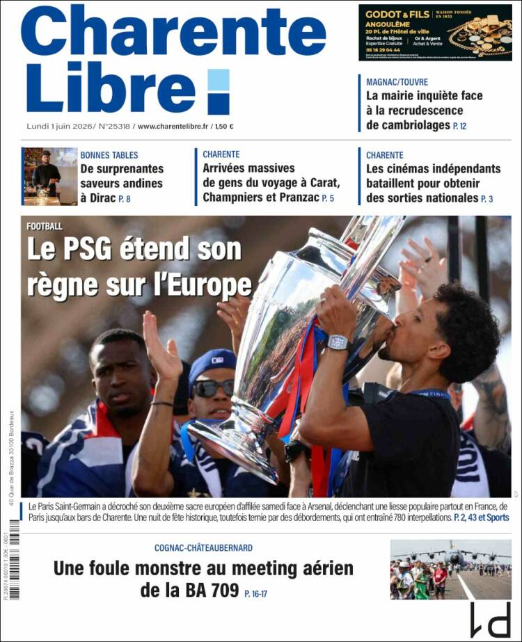 Portada de Charente Libre (Francia)