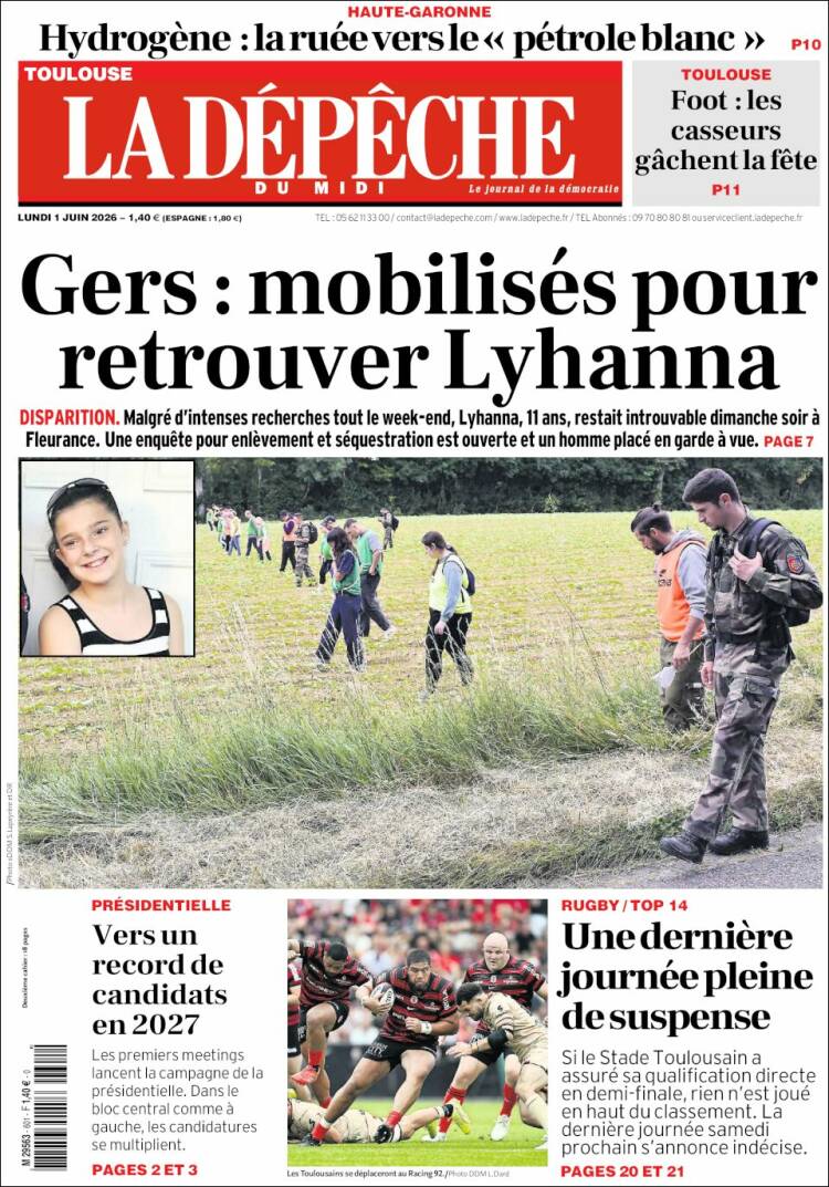Portada de La Dépêche du Midi (Francia)