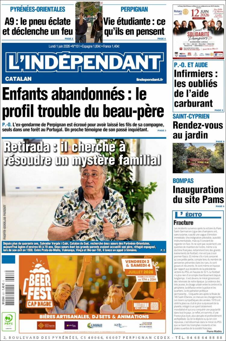 Portada de Le Indépendant (Francia)