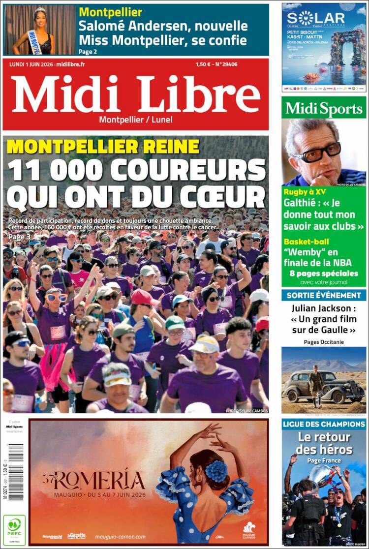 Portada de Midi Libre (Francia)