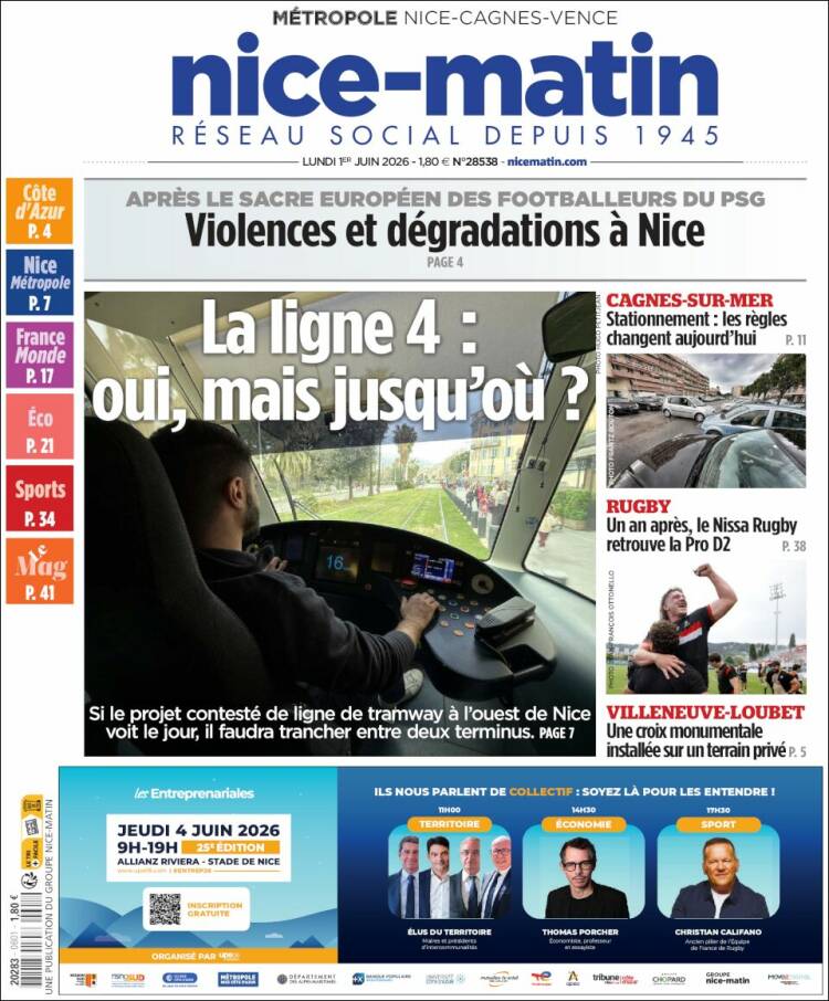 Portada de Nice-Matin (Francia)