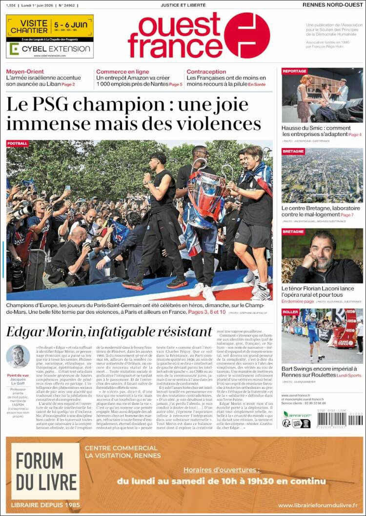 Portada de Ouest France (Francia)