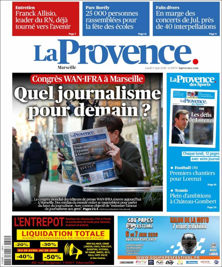 Portada de La Provence (Francia)