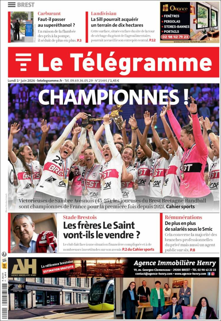 Portada de Télégramme (Francia)
