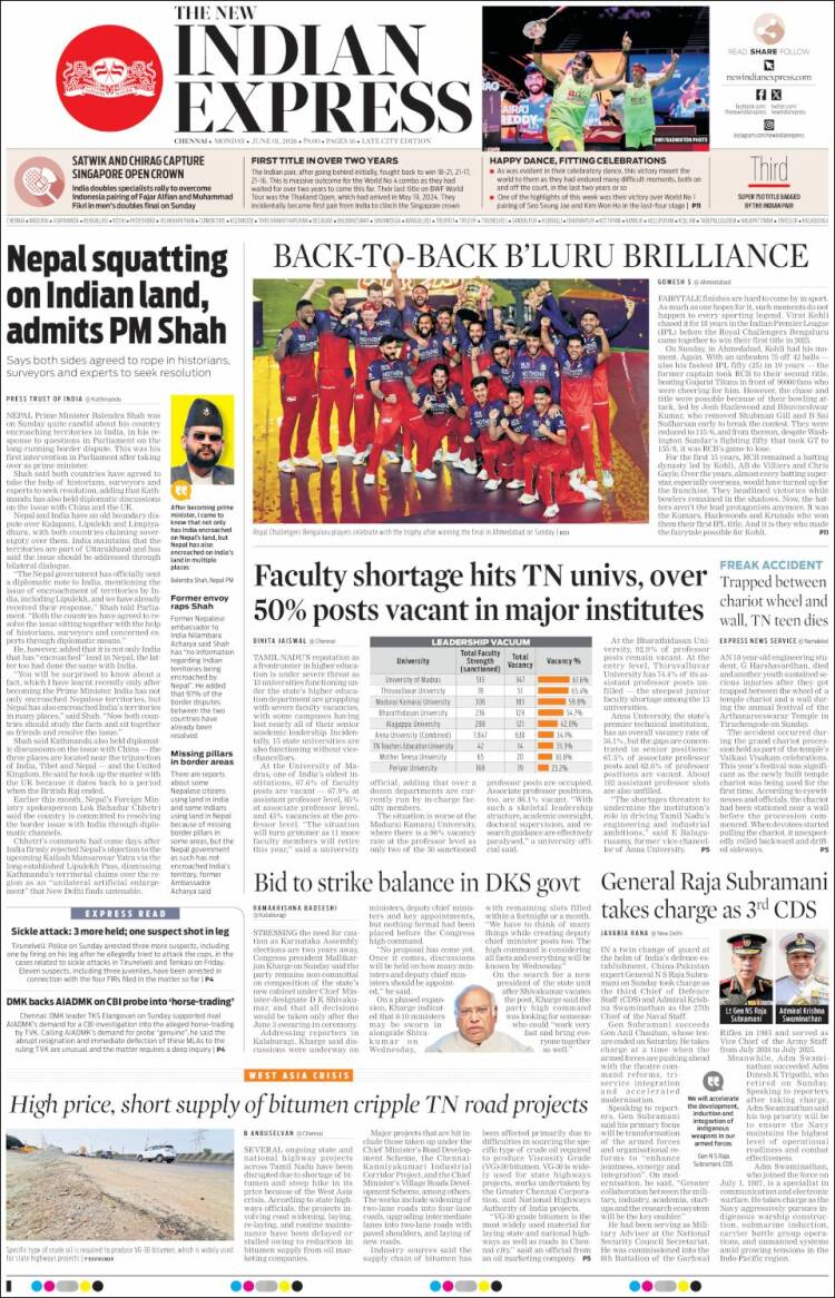 Portada de New Indian Express (India)