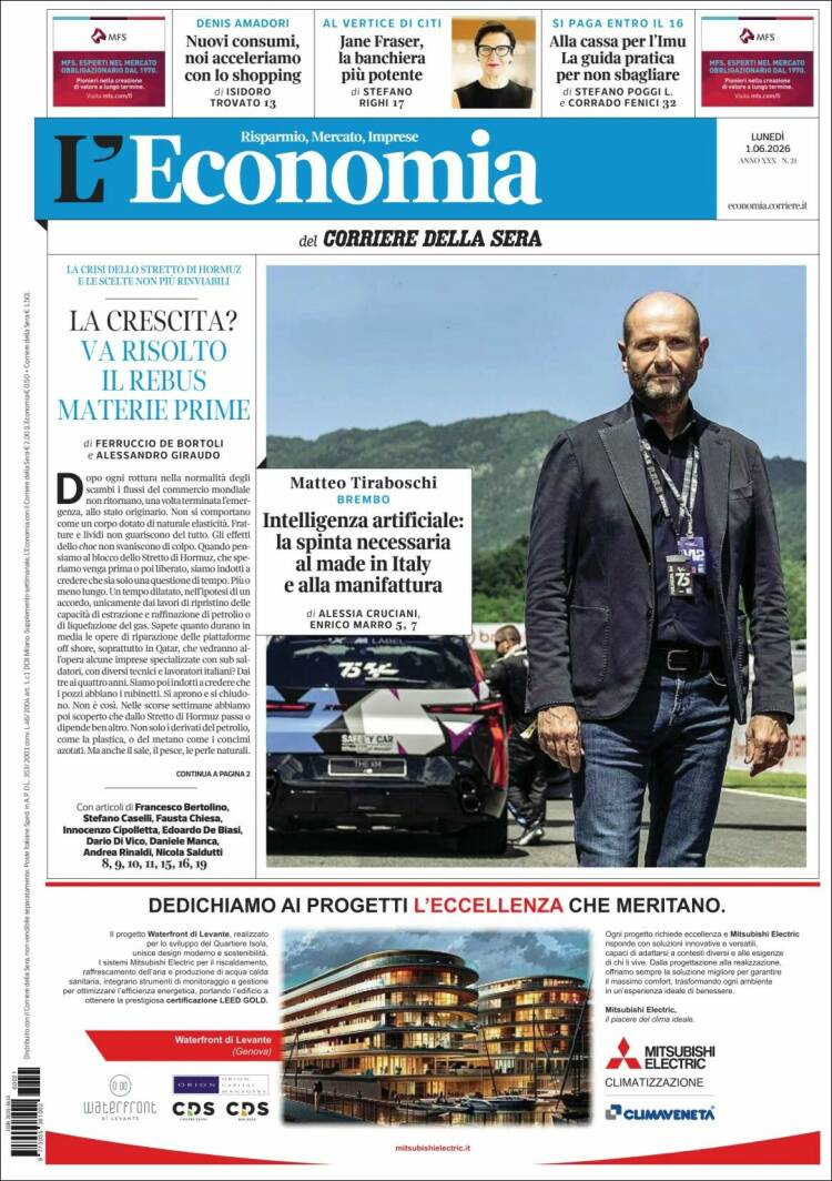 Portada de L'Economia (Italia)