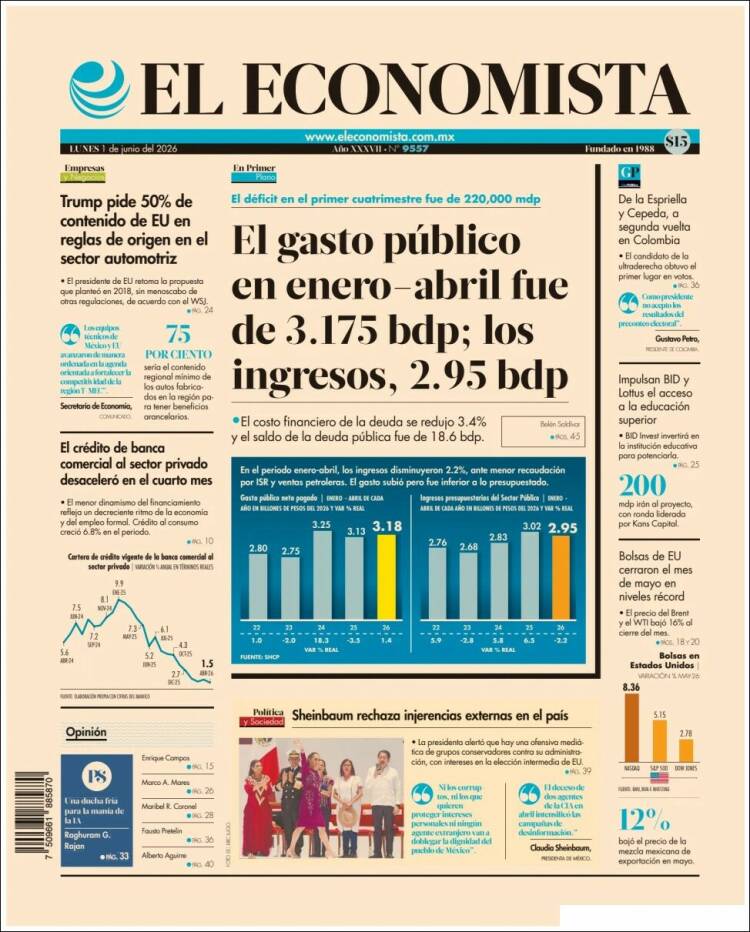 Portada de El Economista (M&eacute;xico)