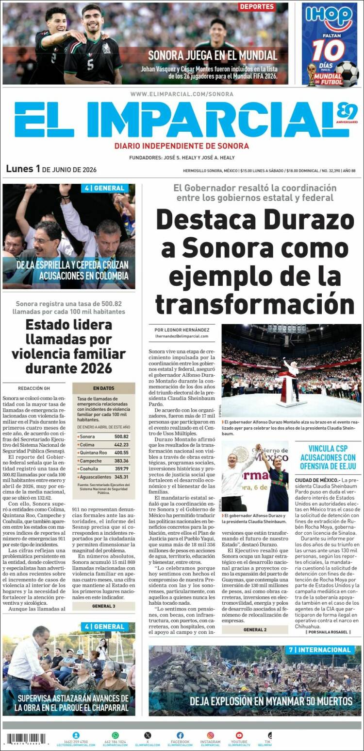 Portada de El Imparcial (M&eacute;xico)