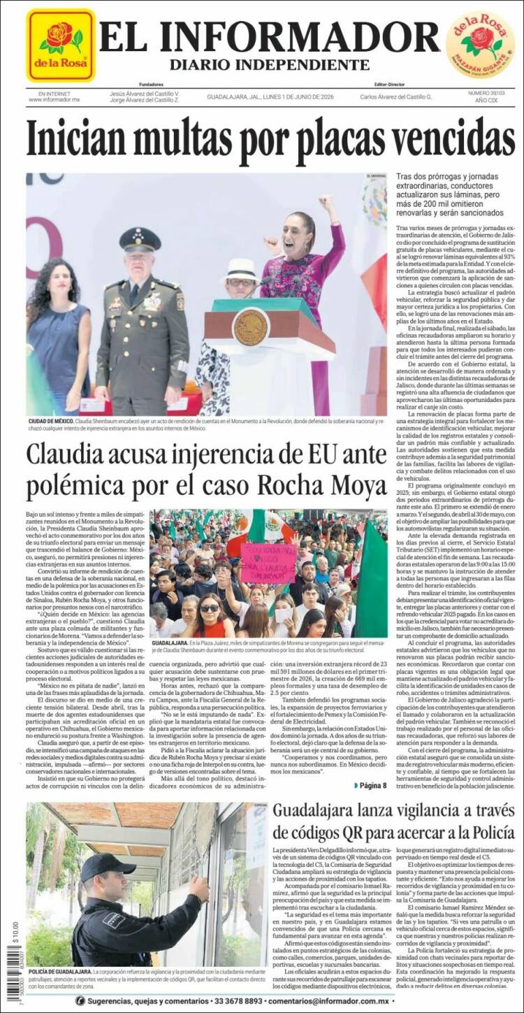 Portada de El Informador (M&eacute;xico)
