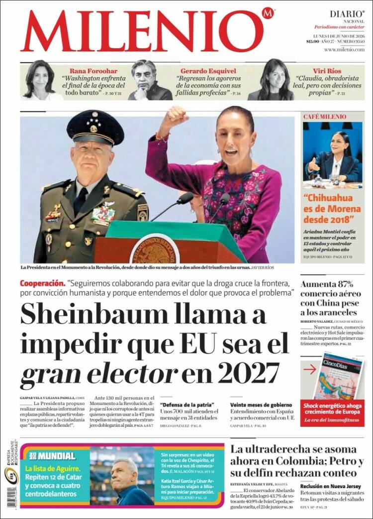 Portada de Milenio (M&eacute;xico)