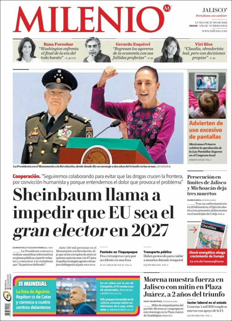 Portada de Milenio - Jalisco (M&eacute;xico)