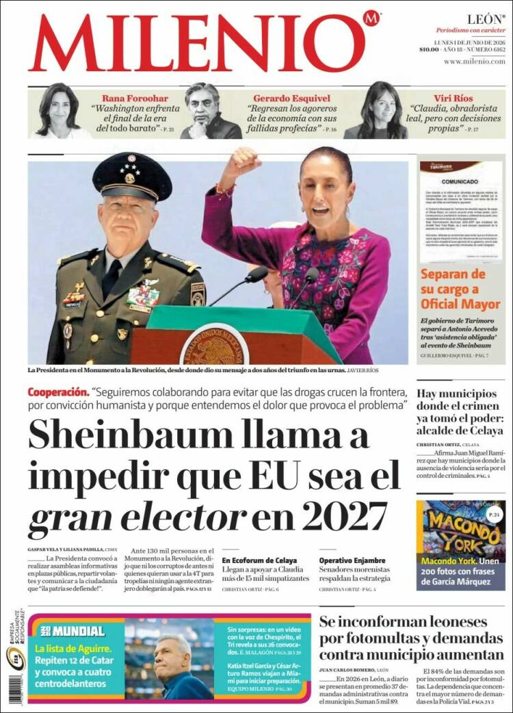 Portada de Milenio de León (M&eacute;xico)
