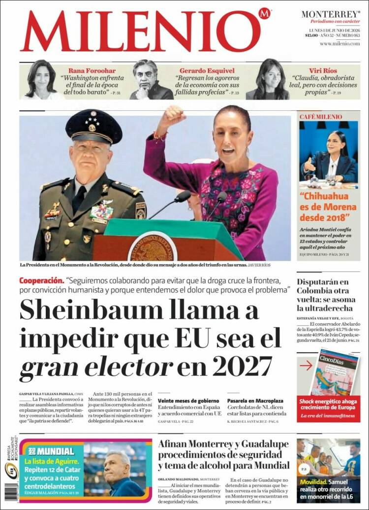 Portada de Milenio de Monterrey (M&eacute;xico)