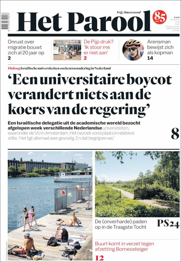 Portada de Het Parool (Pa&iacute;ses Bajos)
