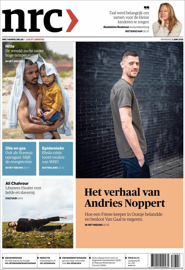 Portada de NRC Handelsblad (Pa&iacute;ses Bajos)