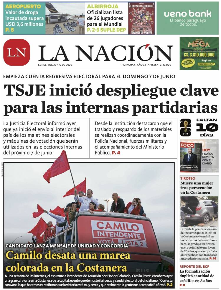 Portada de La Nación (Paraguay)