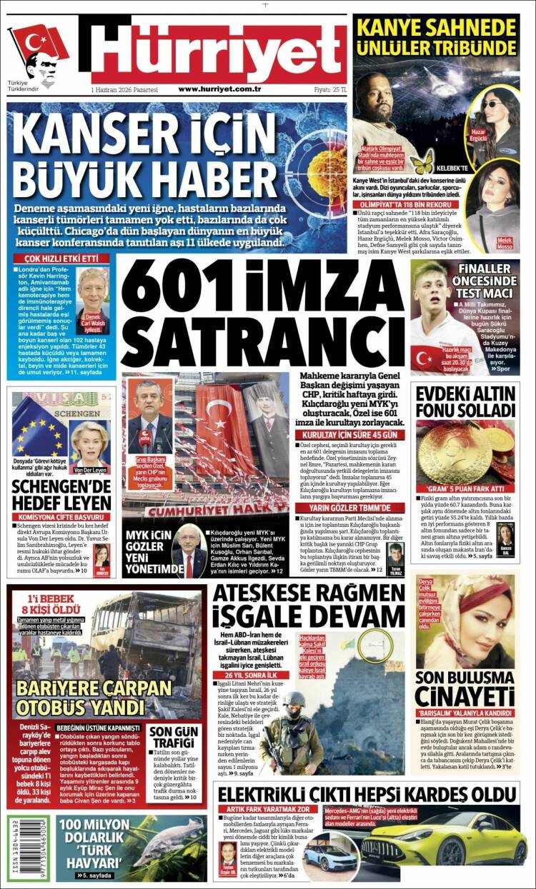 Portada de Hürriyet (Turqu&iacute;a)