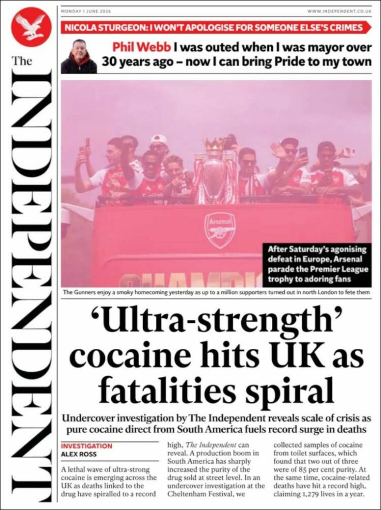 Portada de The Independent (Reino Unido)