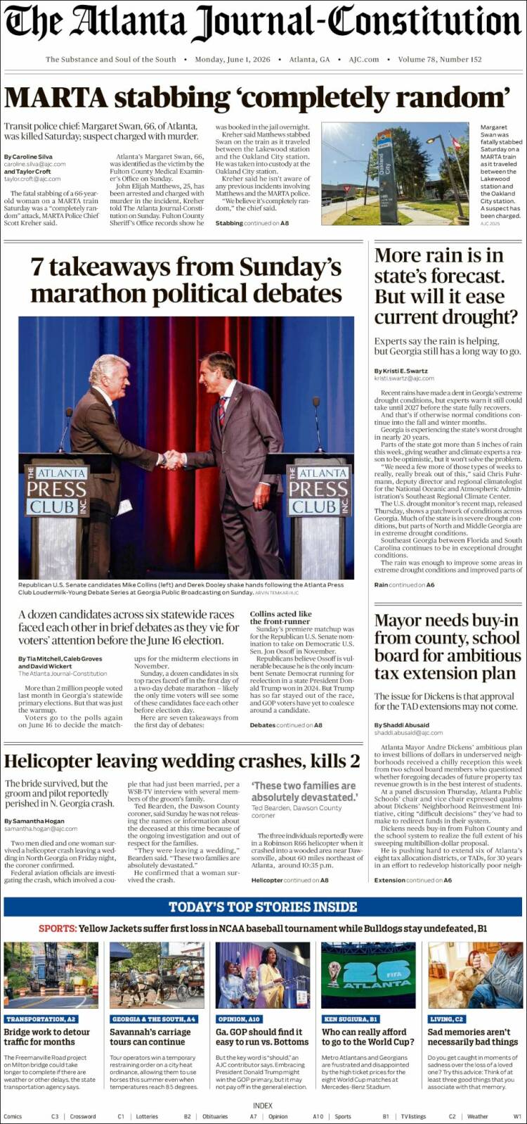 Portada de The Atlanta Journal-Constitution (USA)