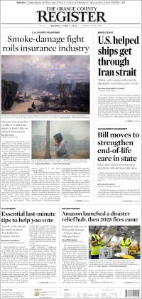 Portada de The Orange County Register (USA)