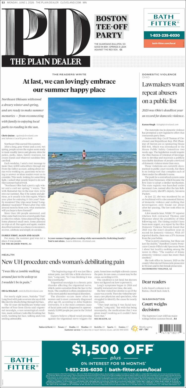 Portada de The Plain Dealer (USA)