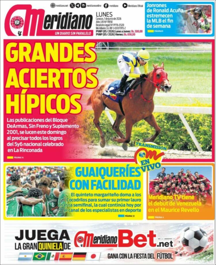 Portada de Meridiano (Venezuela)